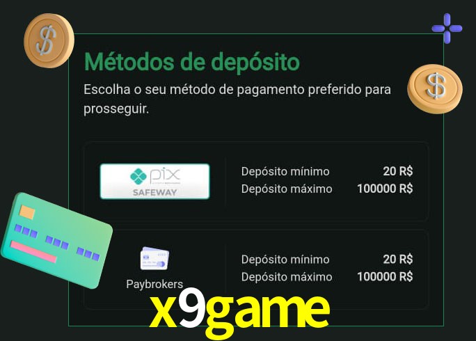 O cassino x9game oferece uma grande variedade de métodos de pagamento